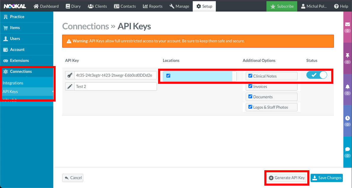Nookal API Key Setup